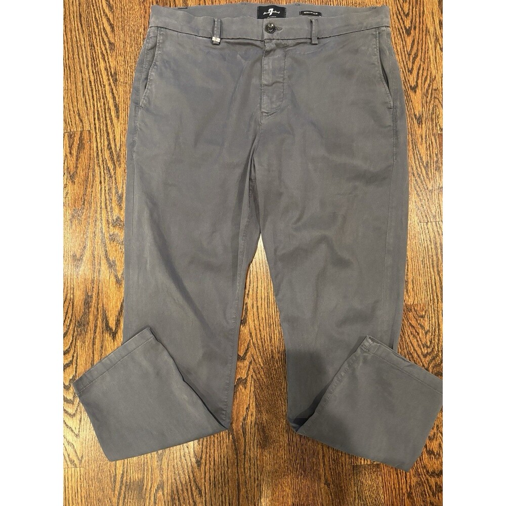7 For All Mankind Slim Fit  Casual Pants – Men’s 36 – Gray Cotton/Spandex